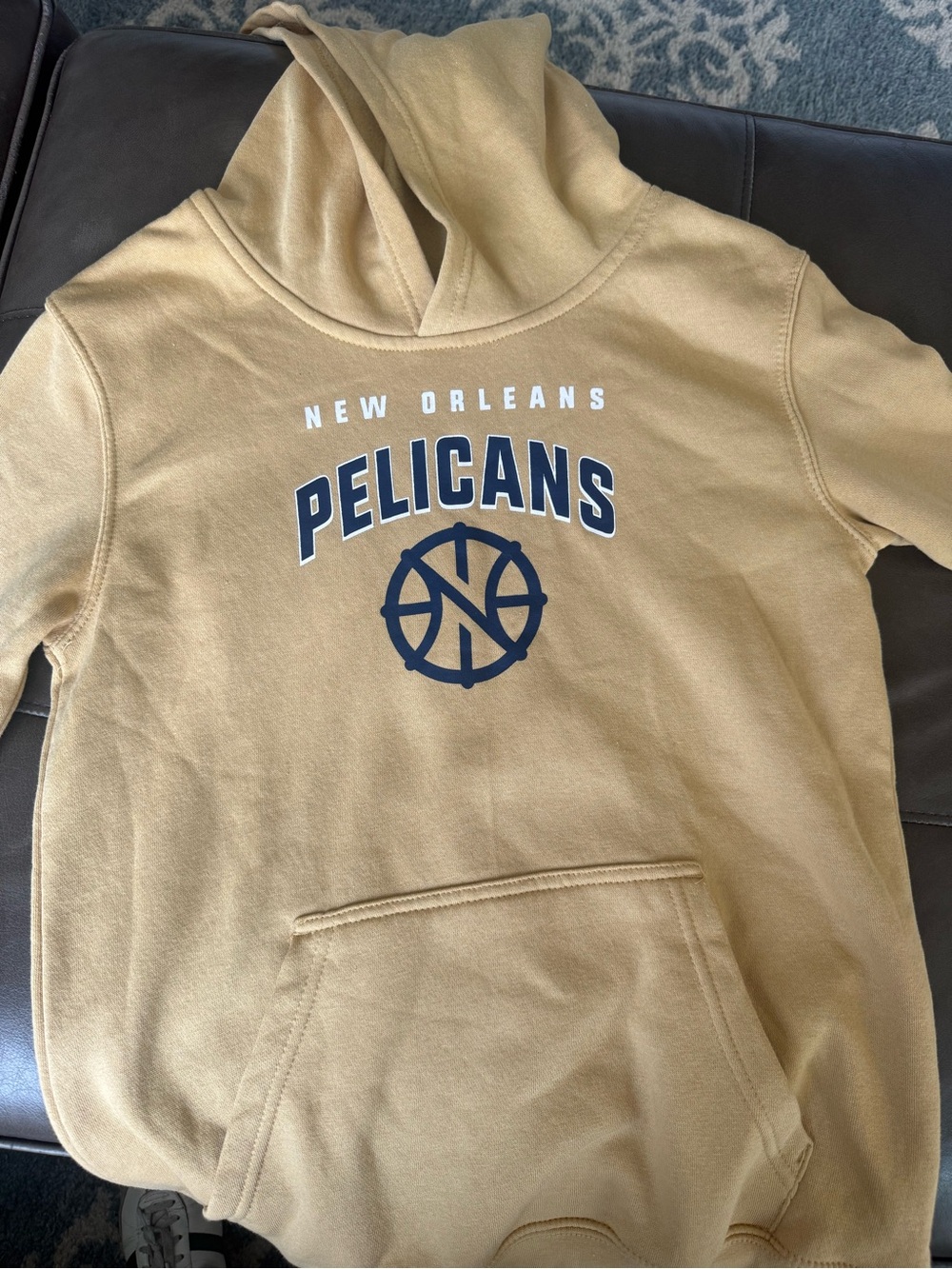 NBA Youth Hoodie in Tan with Navy Logo